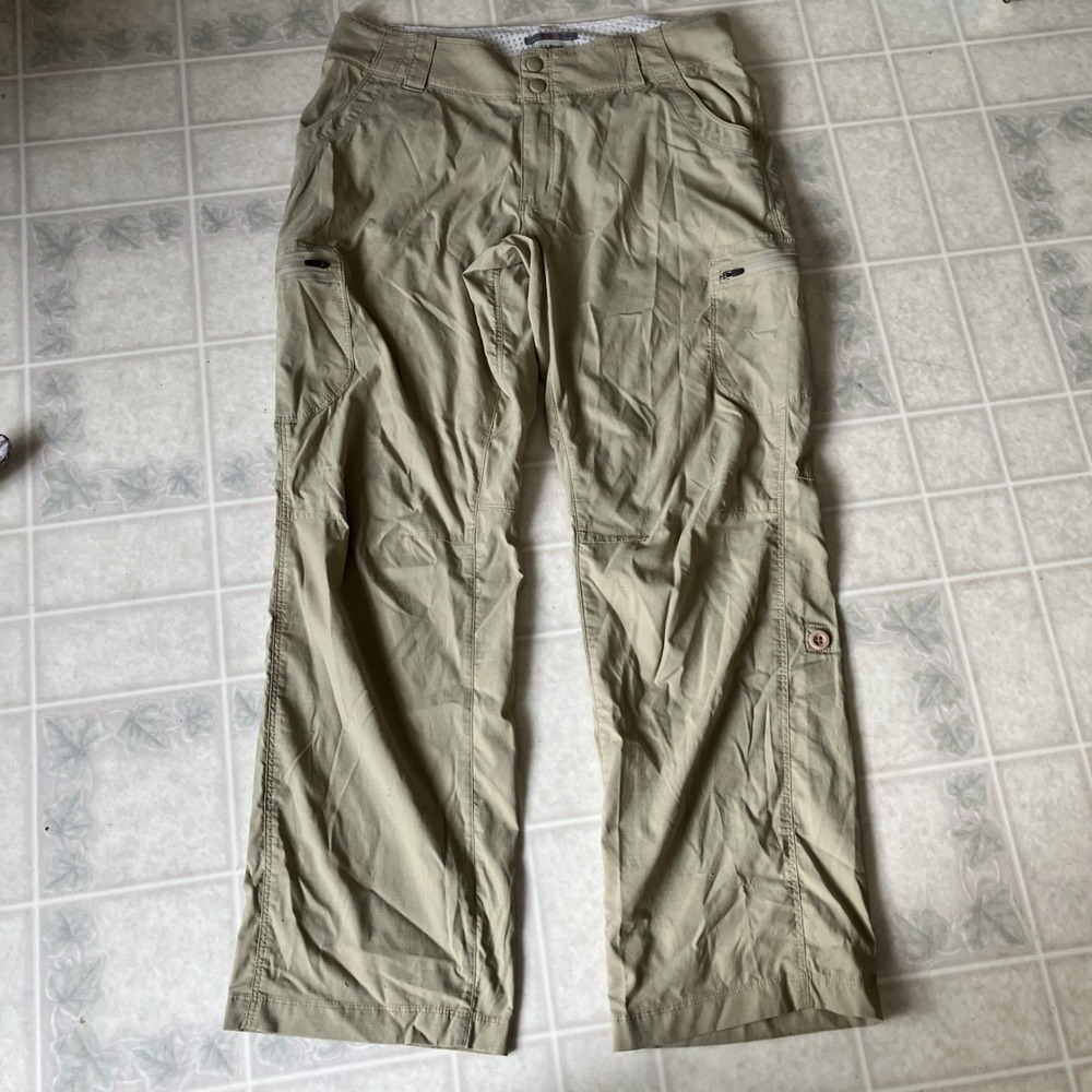 LL Bean Vista Trekking Pants Womens 6 petite Nylon Tan Cargo Pocket 300438